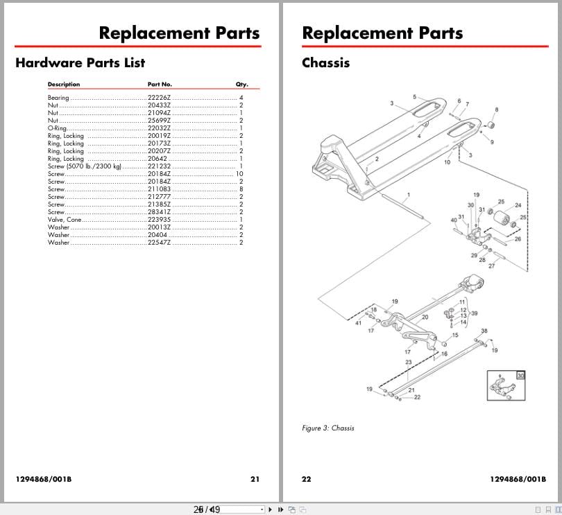 Raymond Hand Pallet PST23 Owner Operation Parts Manual 1294868001B 2022 (3)