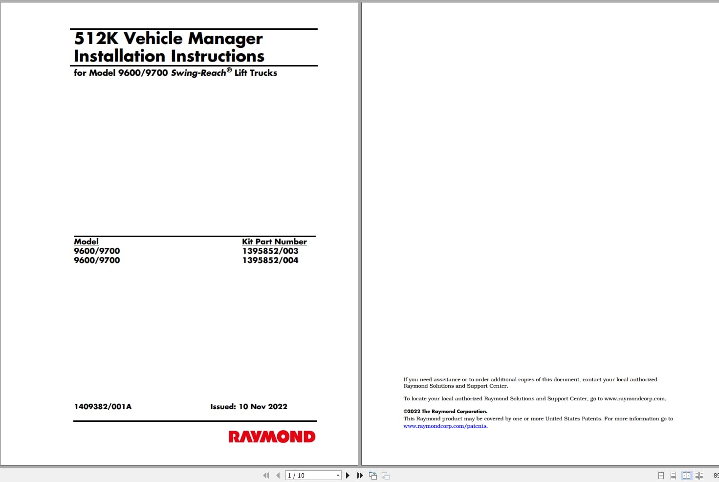 Raymond Lift Truck Kit Installation Instructions (1)