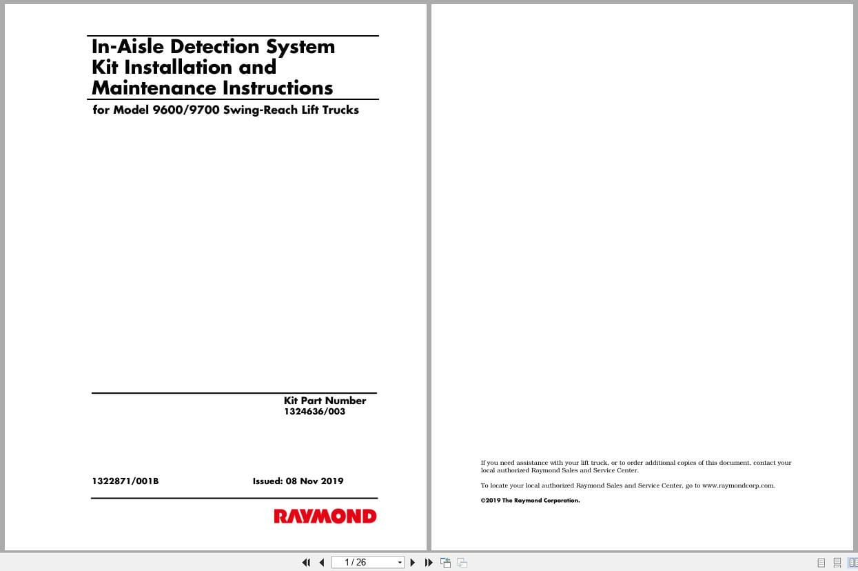 Raymond Lift Trucks In Aisle Detection System Installation and Maintenance Instructions (1)