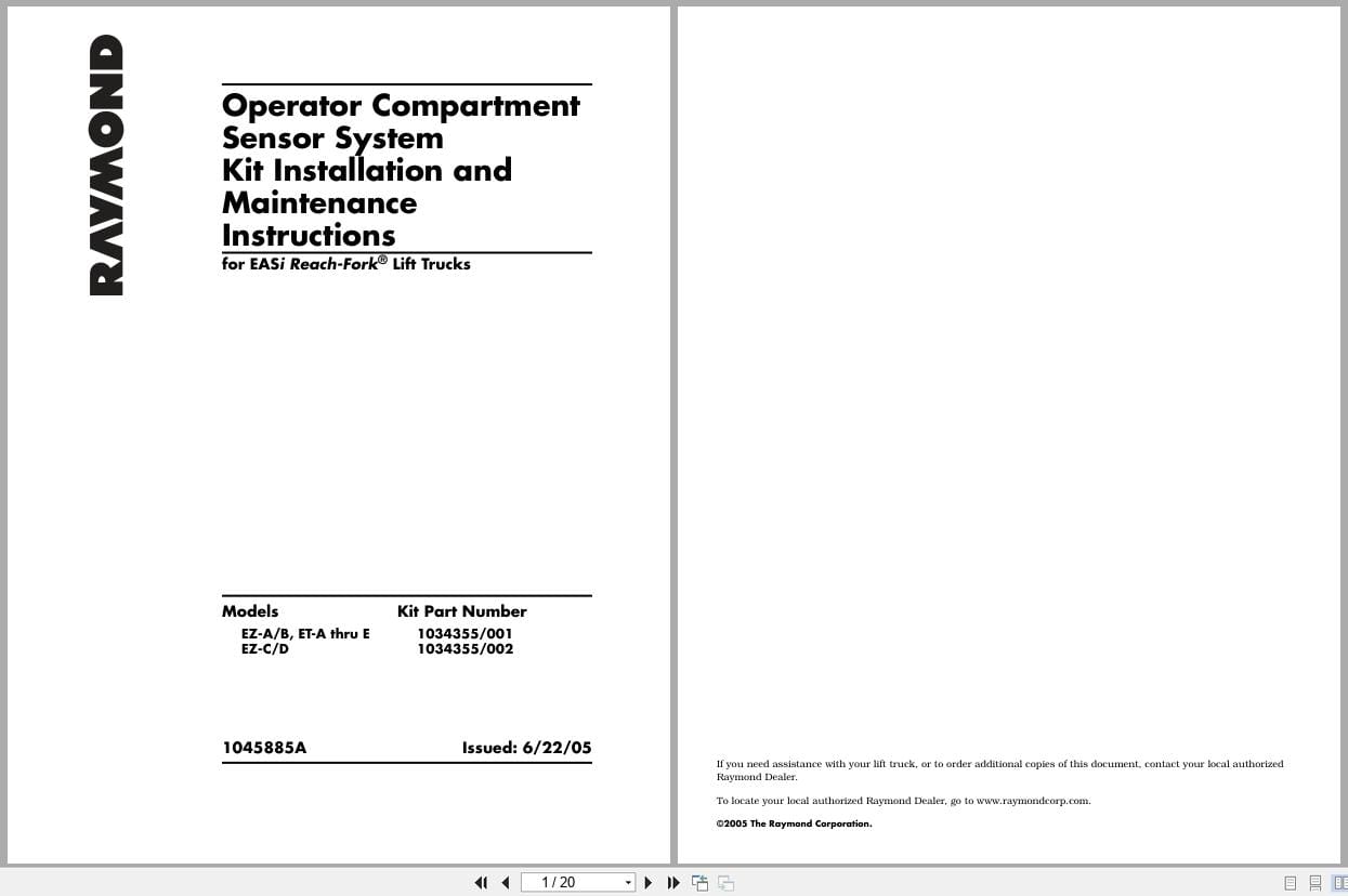 Raymond Lift Trucks Operator Compartment Sensor System OCSS Installation Manuals (1)