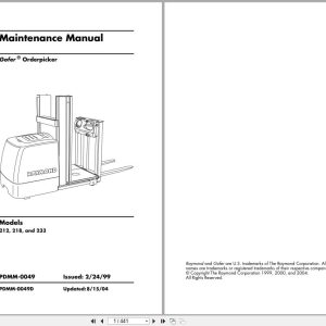 Raymond Orderpicker 212 218 233 Gofer Maintenance Manual PDMM 0049 (1)