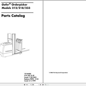 Raymond Orderpicker 212 218 233 Gofer Parts Manual 1014448A (1)