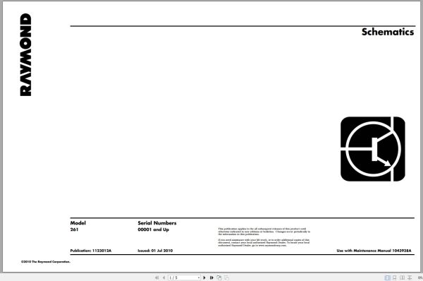 Raymond Orderpicker 261 Gofer Electrical Schematic 1123012A 2010 (1) Raymond Orderpicker 261 Gofer Electrical Schematic 1123012A 2010 (1)