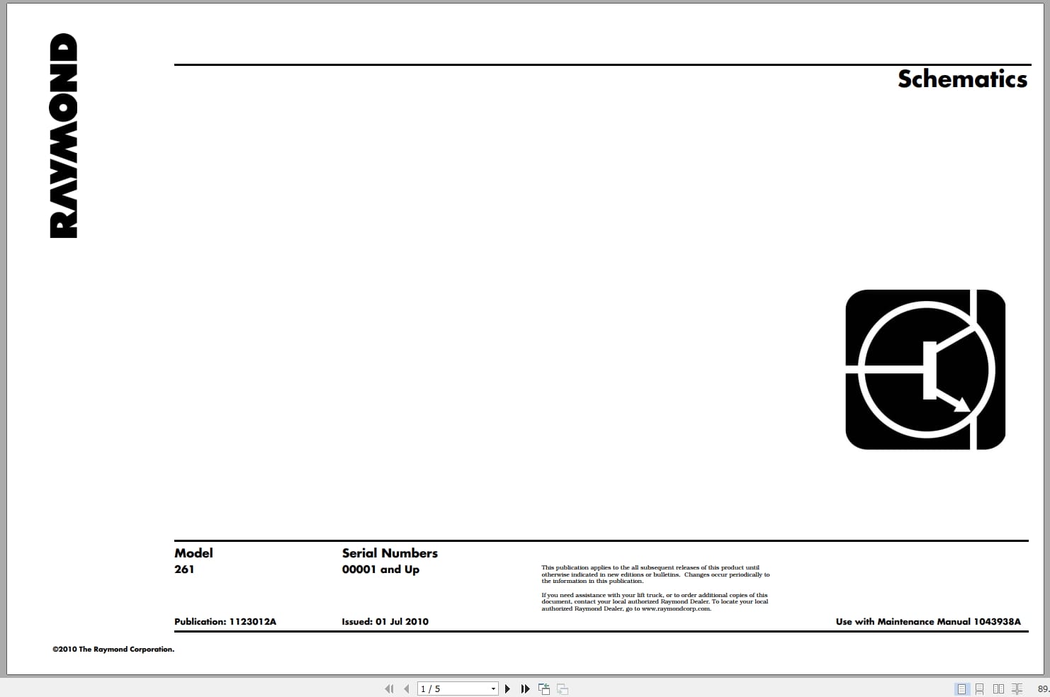 Raymond Orderpicker 261 Gofer Electrical Schematic 1123012A 2010 (1)