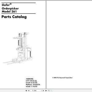 Raymond Orderpicker 261 Gofer Parts Manual 1040939A (1)