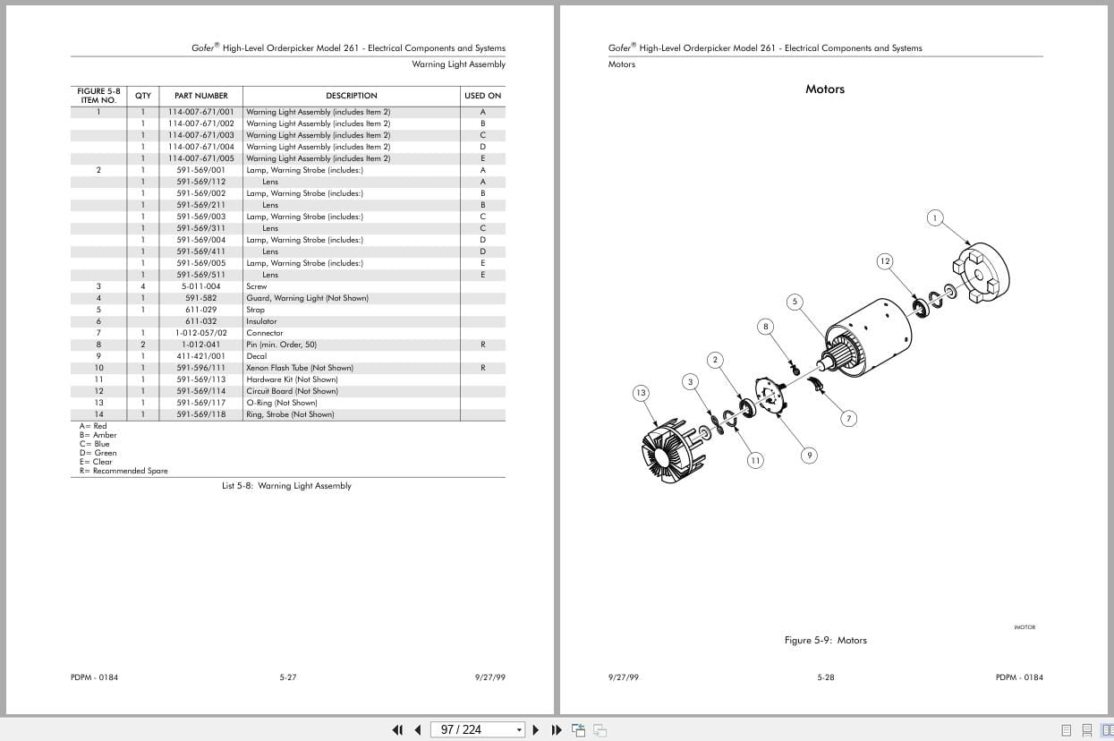 Raymond Orderpicker 261 Gofer Parts Manual PDPM 0184 (3)