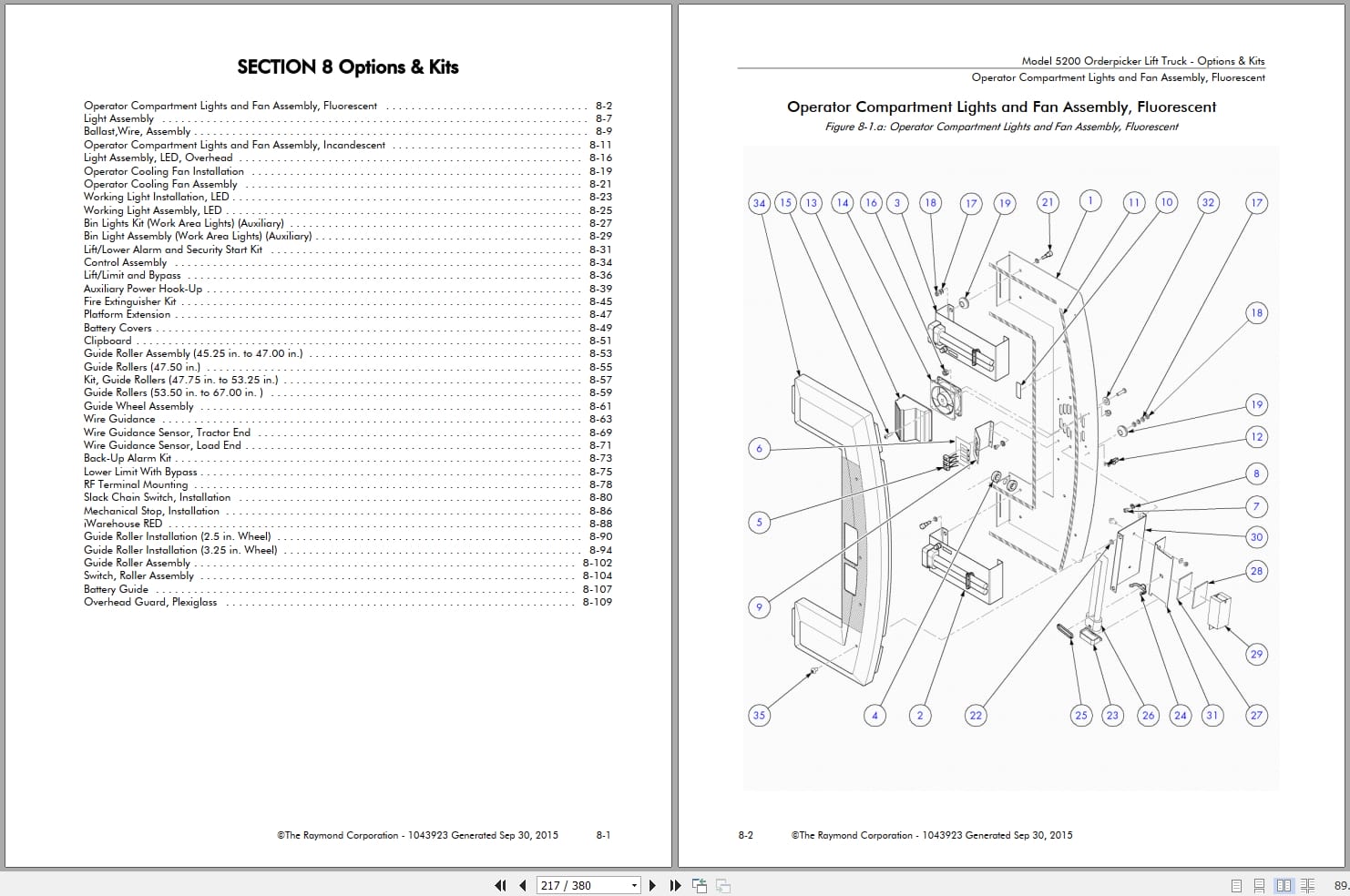 Raymond Orderpicker 5200 Parts Manual 1043923 2015 (3)