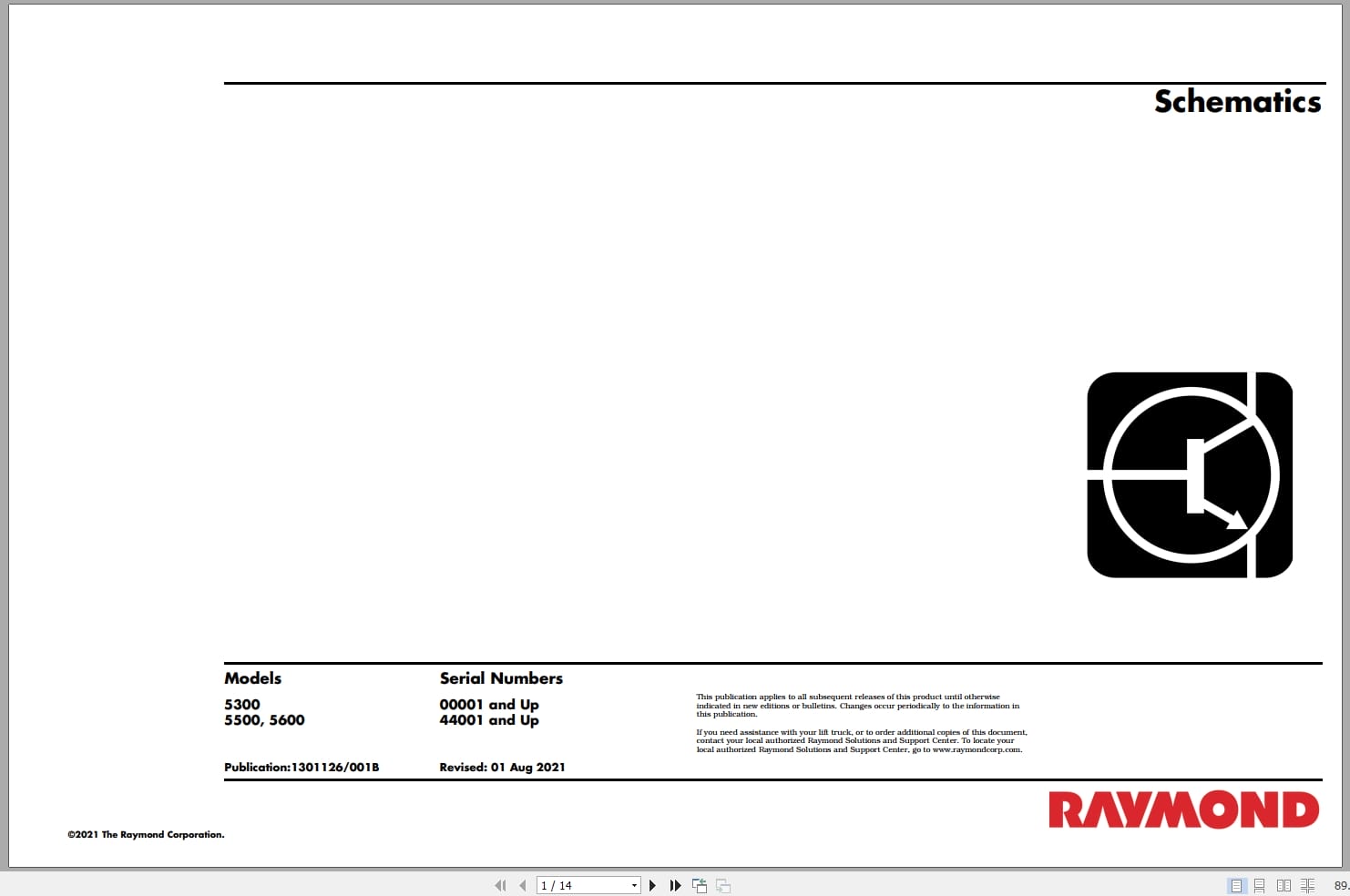 Raymond Orderpicker 5300 5500 5600 Hydraulic Electrical Schematic 1301126001B 2021 (1)