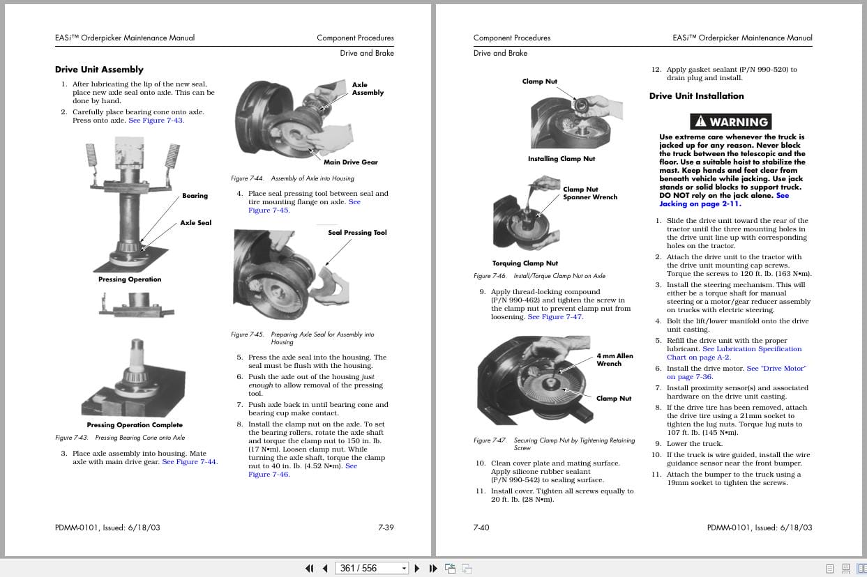 Raymond Orderpicker EASi Maintenance Manual PDMM 0101 2003 (2)