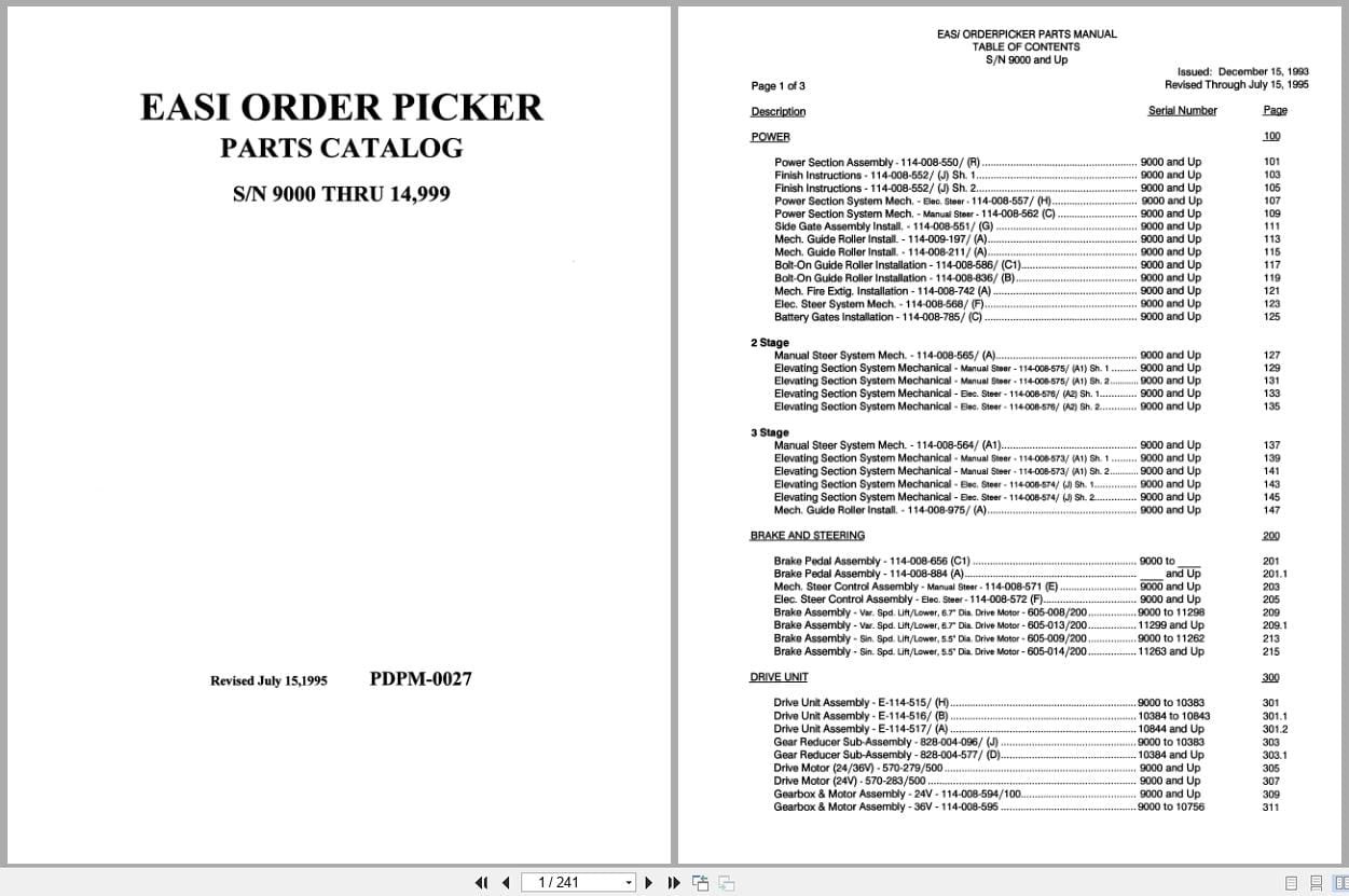 Raymond Orderpicker EASi Parts Manual PDPM 0027 (1)