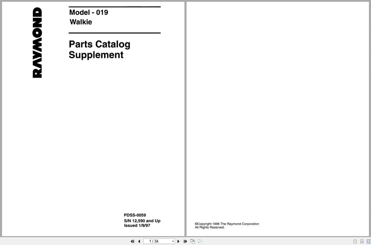 Raymond Pallet Truck 019 Parts Catalog PDSS 0059 (1)