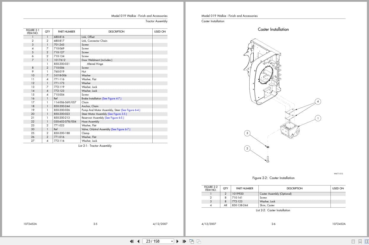 Raymond Pallet Truck 019ELF Parts Catalog 1072452A (2)