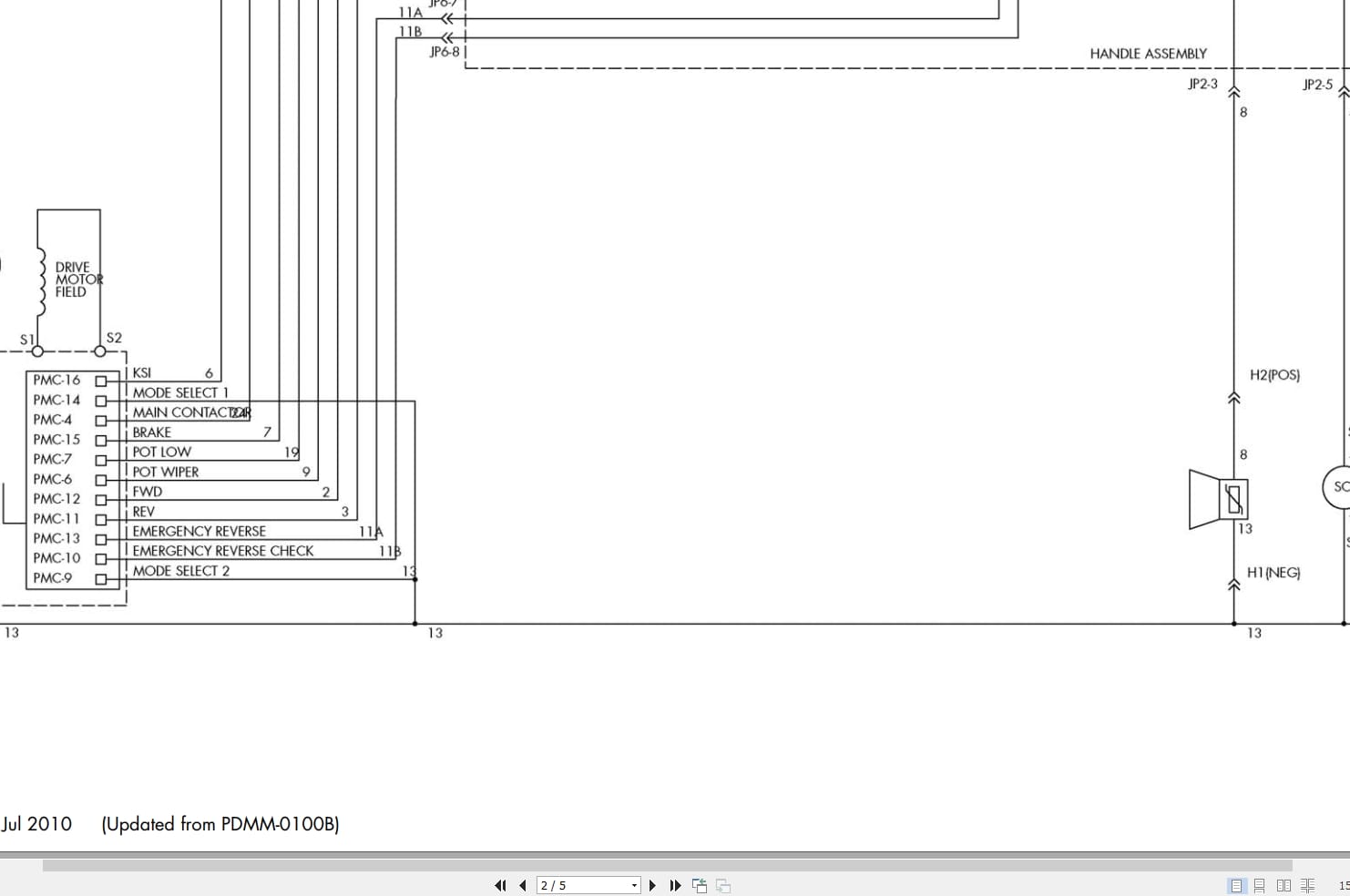 Raymond Pallet Truck 101 Electrical Schematic 1123037A 2010 (2)