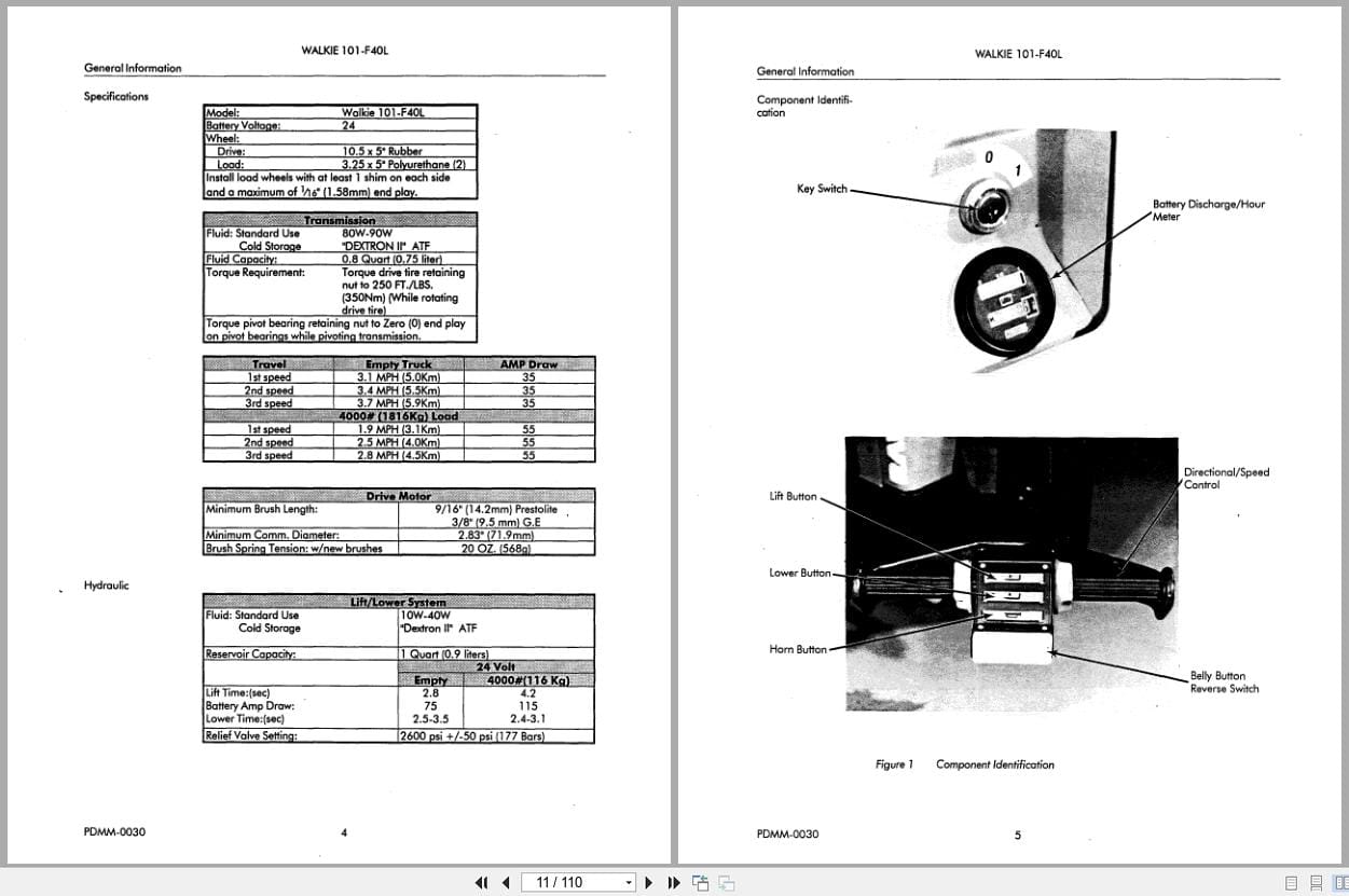 Raymond Pallet Truck 101 F40L Maintenance Instructions PDMM 0030 (2)