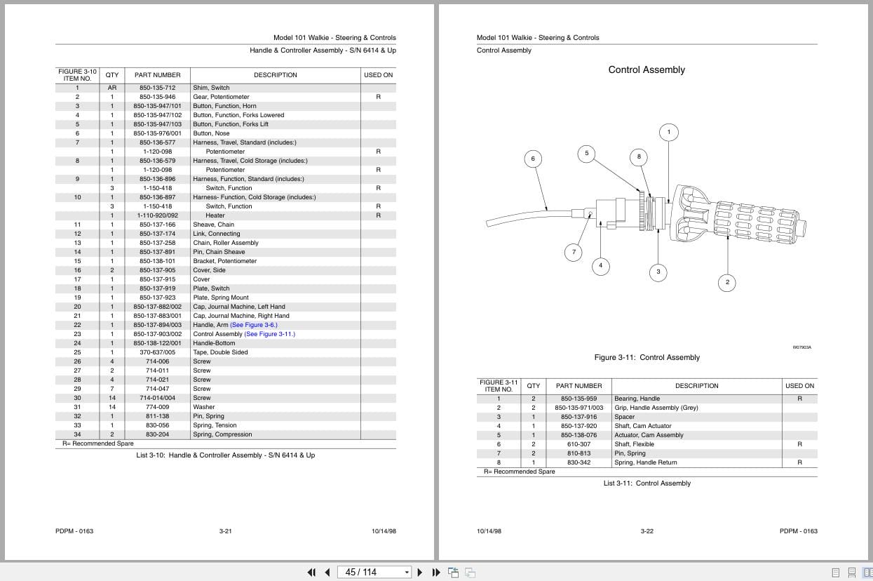 Raymond Pallet Truck 101 Parts Catalog PDPM 0163 (2)