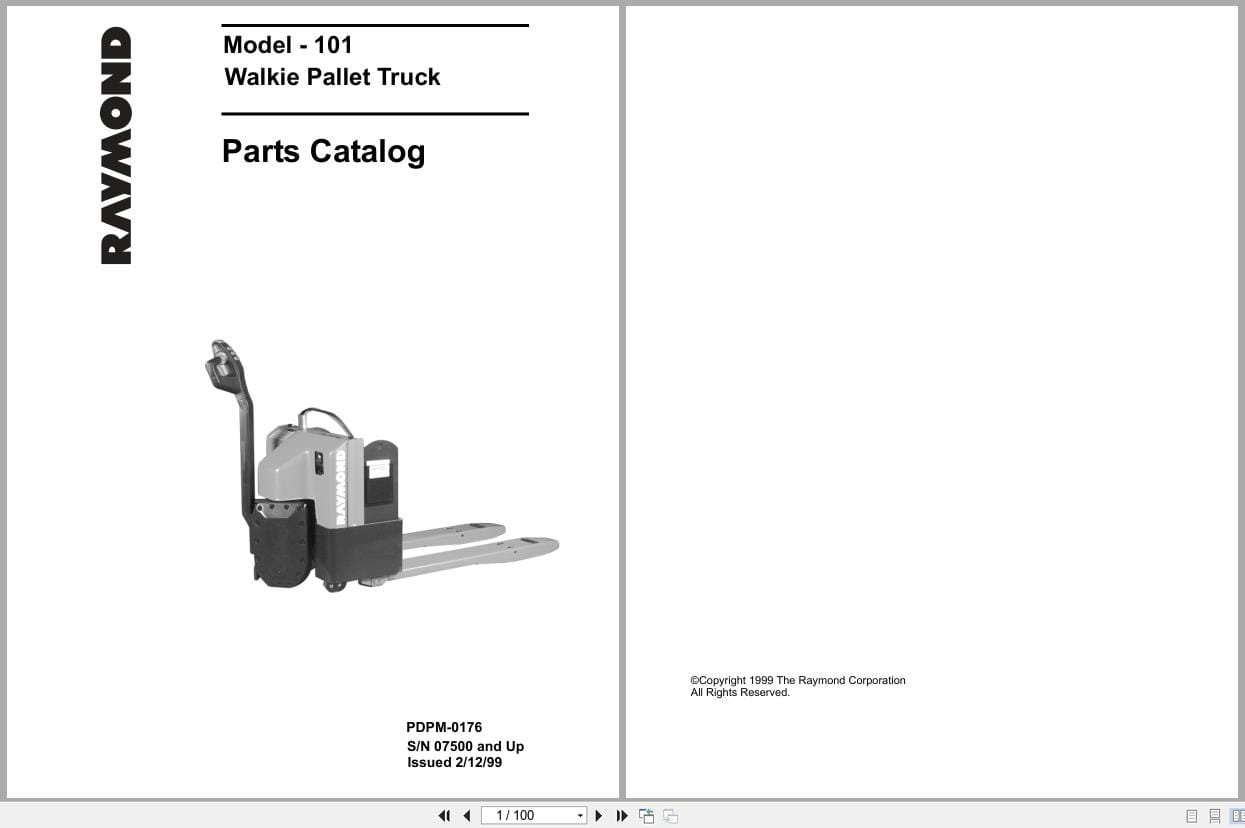 Raymond Pallet Truck 101 Parts Catalog PDPM 0176 (1)