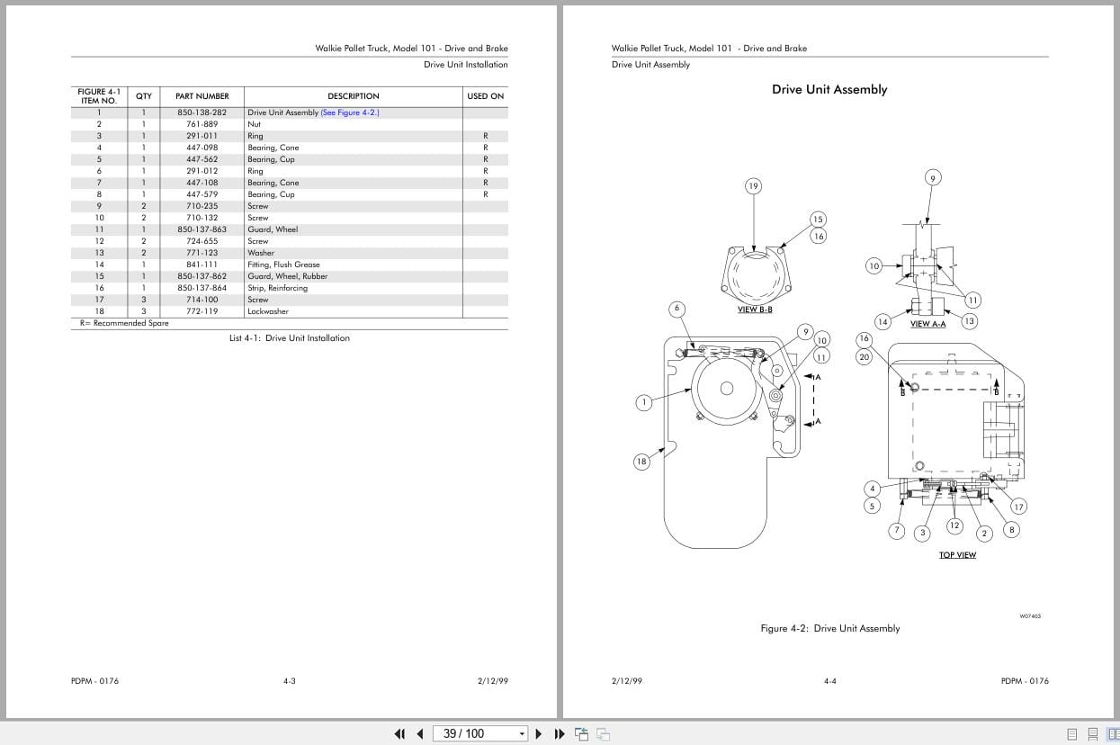 Raymond Pallet Truck 101 Parts Catalog PDPM 0176 (2)