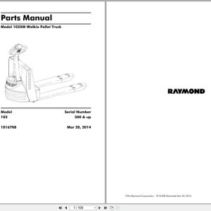 Raymond Pallet Truck 102XM Parts Manual 1016708 2014 (1)