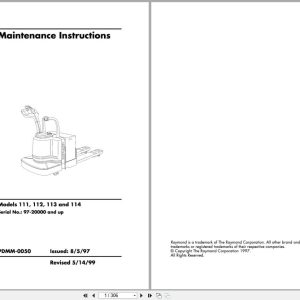 Raymond Pallet Truck 111 112 113 114 Maintenance Instructions PDMM 0050 (1)