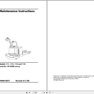 Raymond Pallet Truck 111 112 113 114 Maintenance Instructions PDMM 0073 (1)