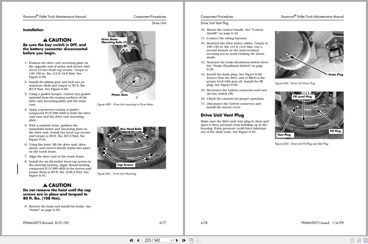 Raymond Pallet Truck 111 112 113 114 Maintenance Instructions PDMM 0073 (3)