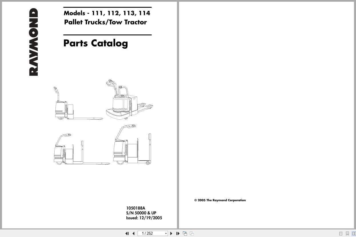 Raymond Pallet Truck 111 112 113 114 Parts Catalog 1050188A (1)