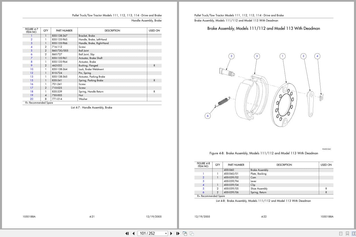Raymond Pallet Truck 111 112 113 114 Parts Catalog 1050188A (3)