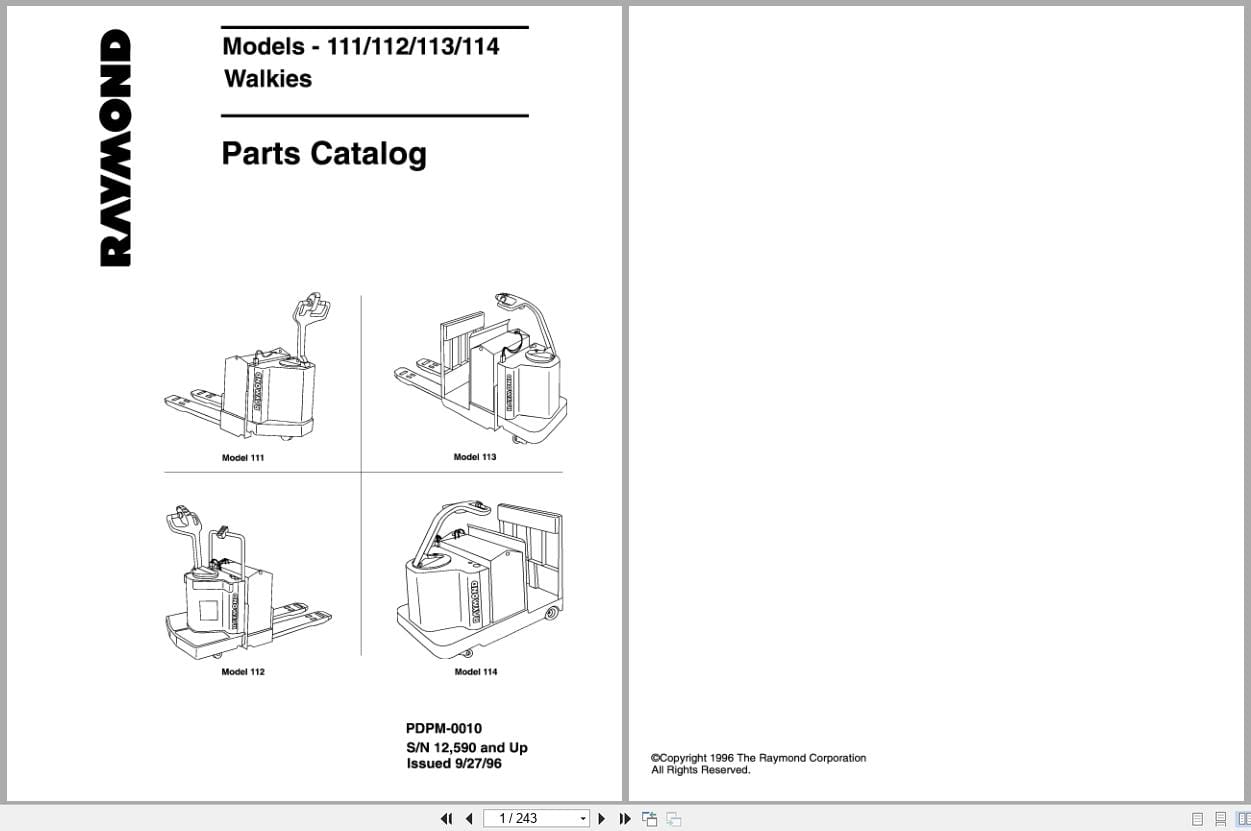 Raymond Pallet Truck 111 112 113 114 Parts Catalog PDPM 0010 (1)