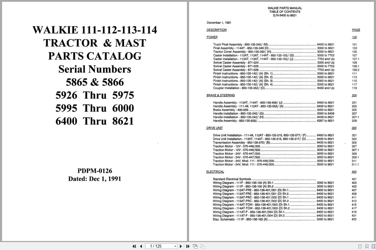Raymond Pallet Truck 111 112 113 114 Parts Catalog PDPM 0126 (1)