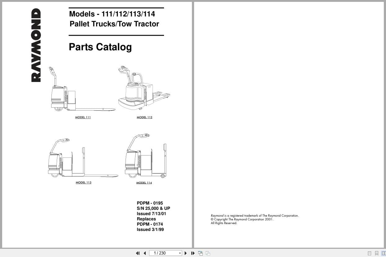 Raymond Pallet Truck 111 112 113 114 Parts Catalog PDPM 0195 (1)