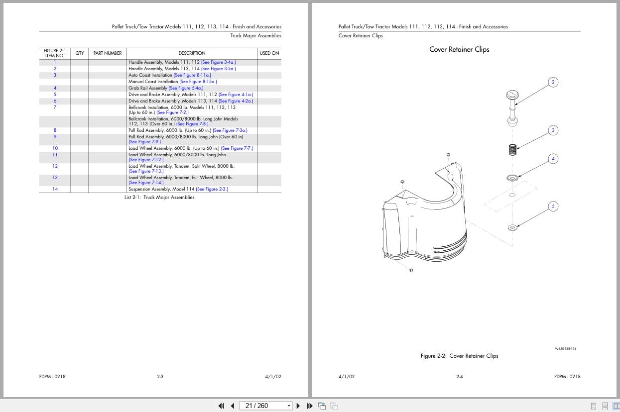 Raymond Pallet Truck 111 112 113 114 Parts Catalog PDPM 0218 (2)