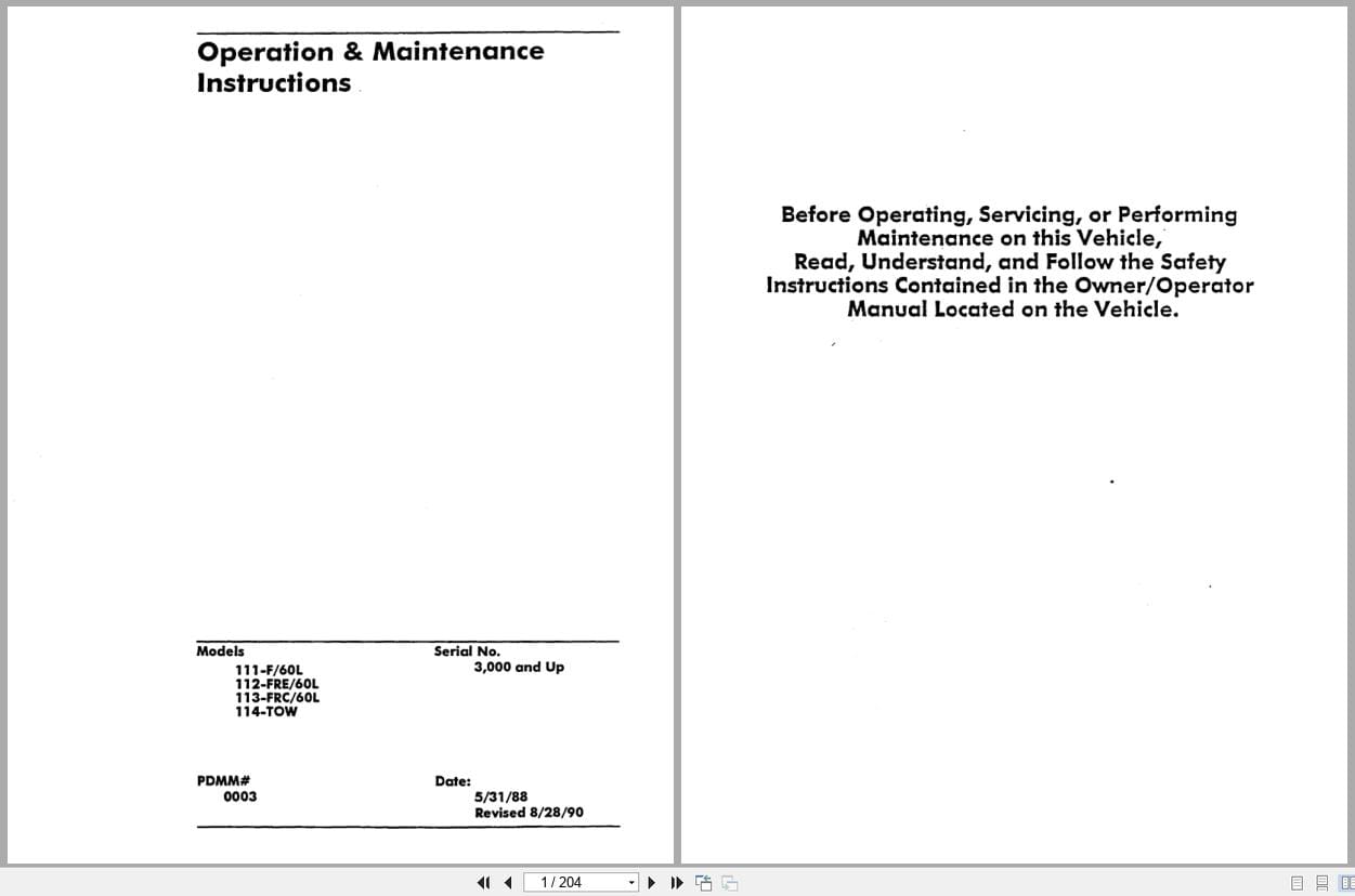 Raymond Pallet Truck 111F to 114 TOW Operation Maintenance Instructions PDMM0003 (1)