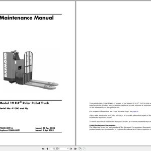 Raymond Pallet Truck 19ELF Maintenance Manual PDMM 0091A (1)
