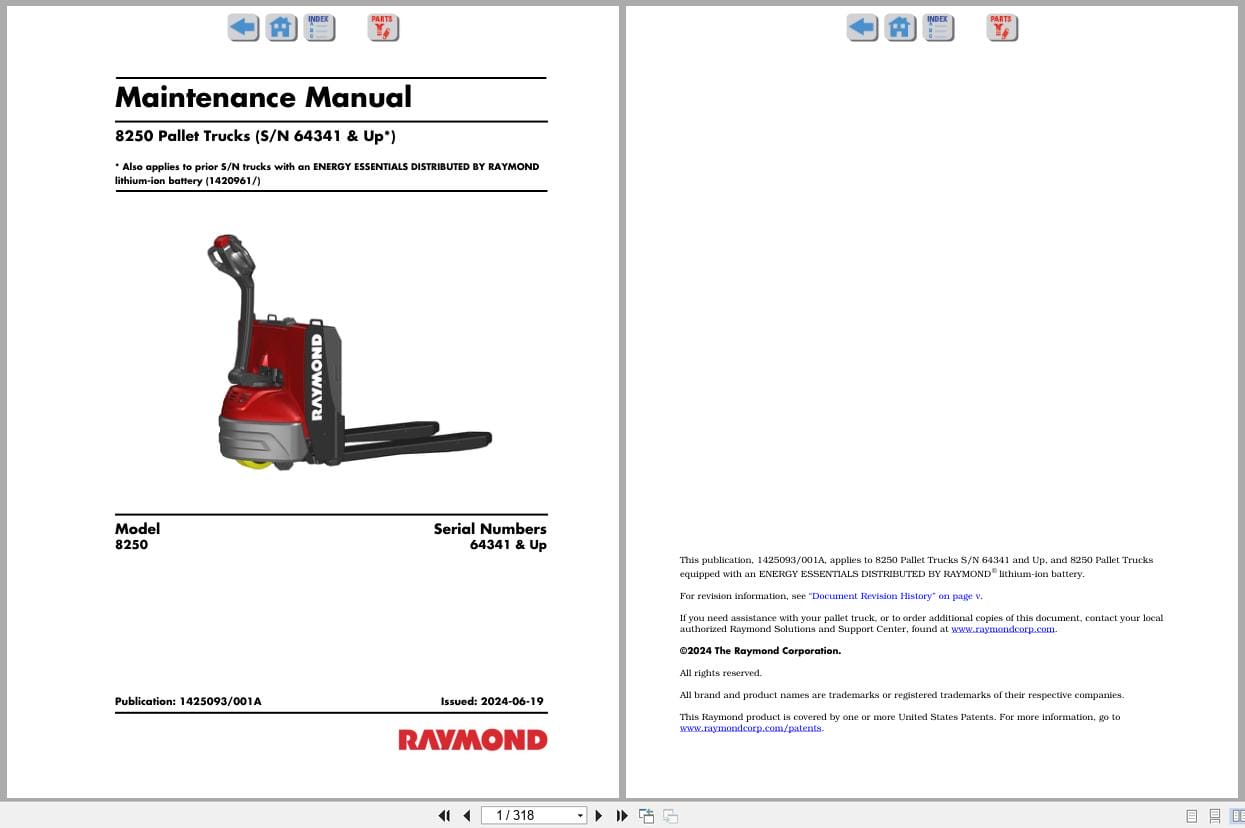 Raymond Pallet Truck 8250 Maintenance Manual 1425093001A 2024 (1)