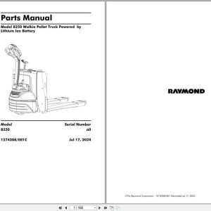 Raymond Pallet Truck 8250 Parts Manual 1274208001C 2024 (1)