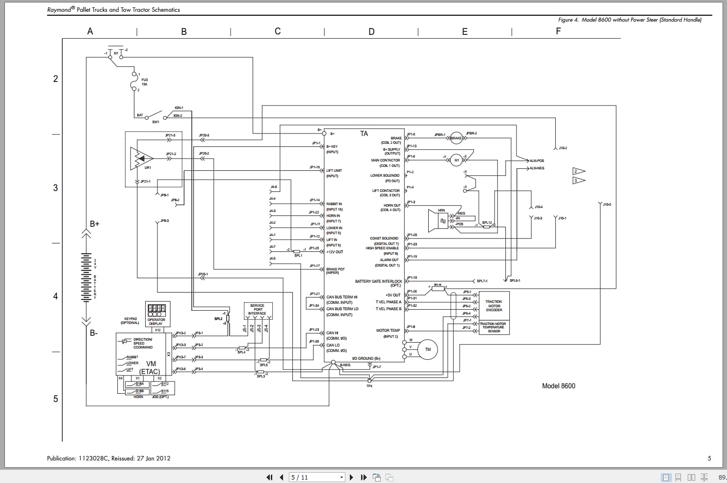 Raymond Pallet Truck 8300 8400 8500 8600 Electrical Schematic 1123028C 2012 (2)
