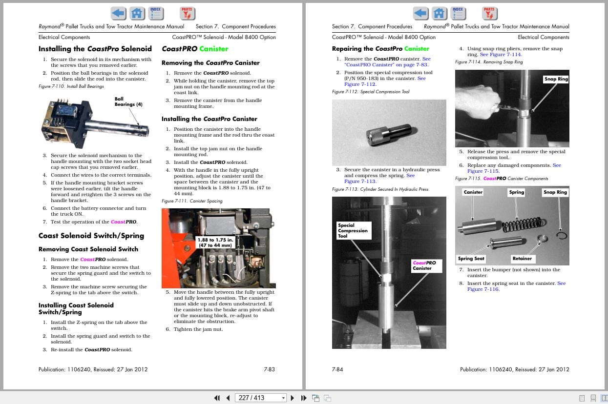 Raymond Pallet Truck 8300 8400 8500 8600 Maintenance Manual 1106240D 2012 (2)