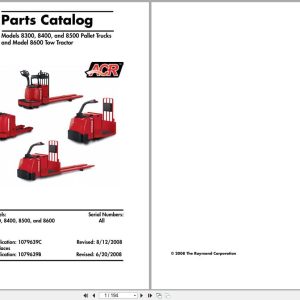 Raymond Pallet Truck 8300 8400 8500 8600 Parts Manual 1079639C 2008 (1)