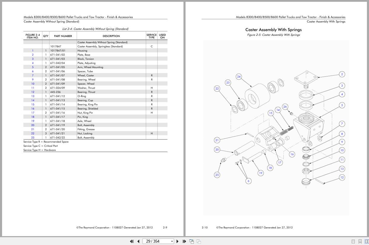 Raymond Pallet Truck 8300 8400 8500 8600 Parts Manual 1108027 2012 (2)