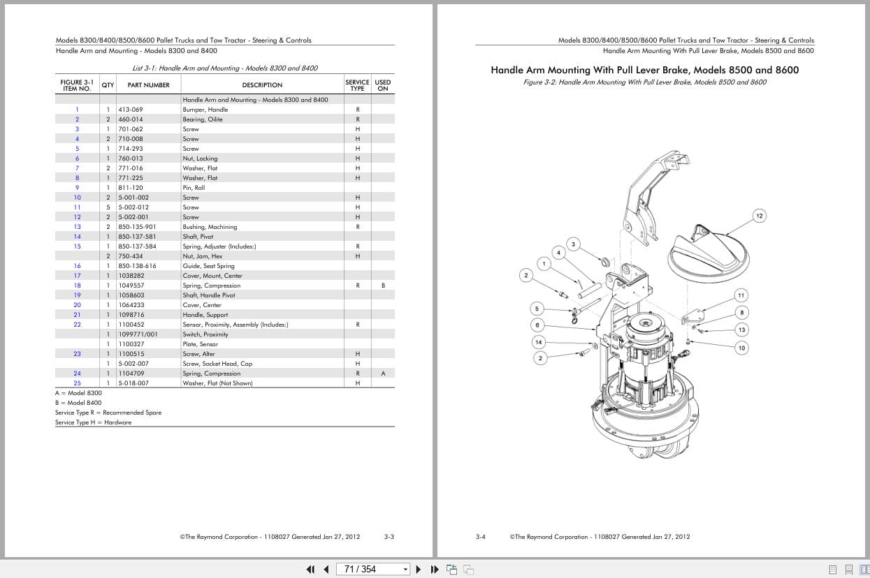 Raymond Pallet Truck 8300 8400 8500 8600 Parts Manual 1108027 2012 (3)