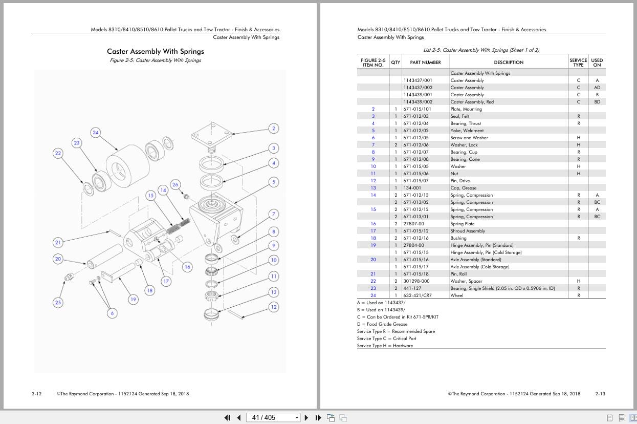 Raymond Pallet Truck 8310 8410 8510 8610 Parts Manual 1152124 2018 (2)