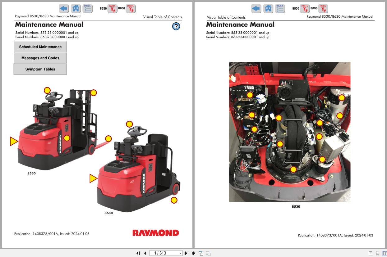 Raymond Pallet Truck 8530 8630 Maintenance Manual 1408373001A 2024 (1)