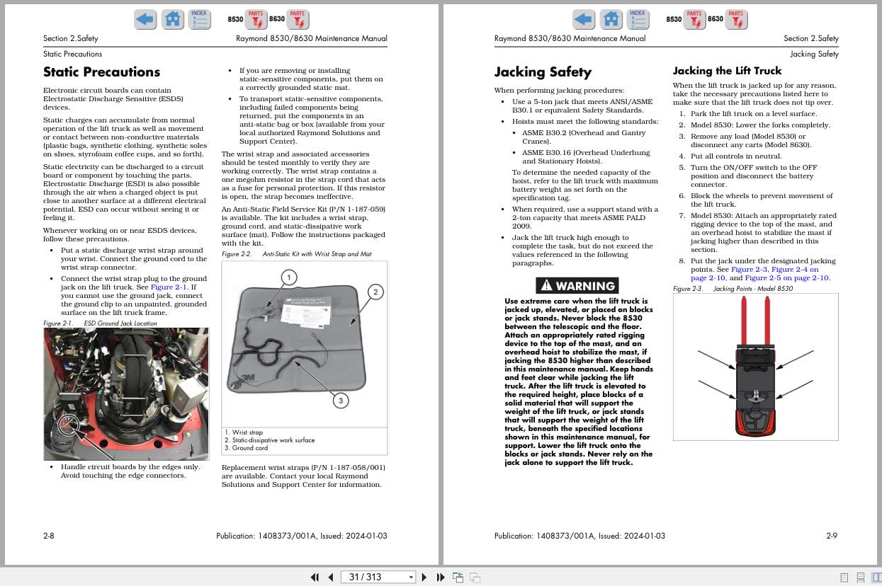 Raymond Pallet Truck 8530 8630 Maintenance Manual 1408373001A 2024 (2)
