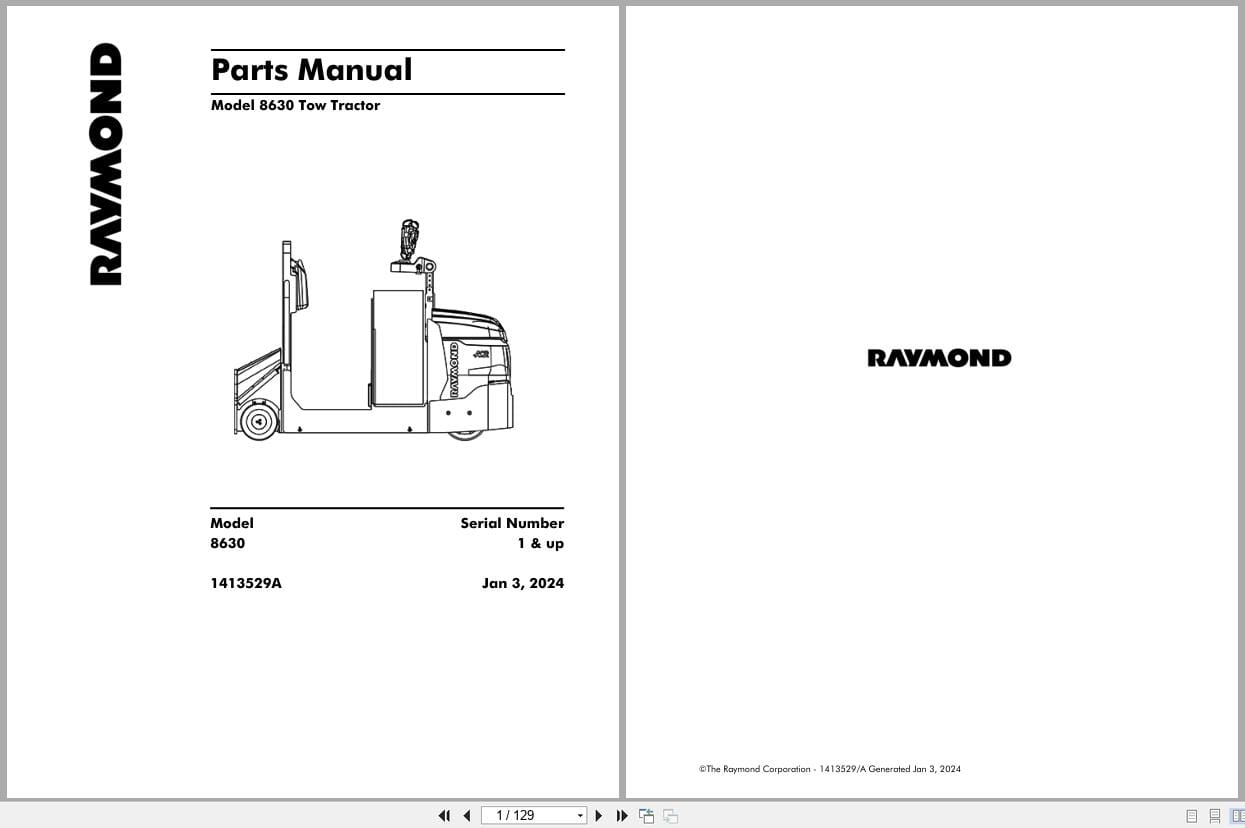 Raymond Pallet Truck 8630 Parts Manual 1413529A 2024 (1)