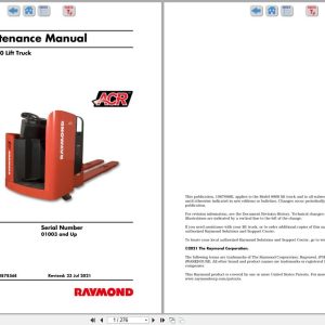 Raymond Pallet Truck 8900 Maintenance Manual 1087856E 2021 (1)