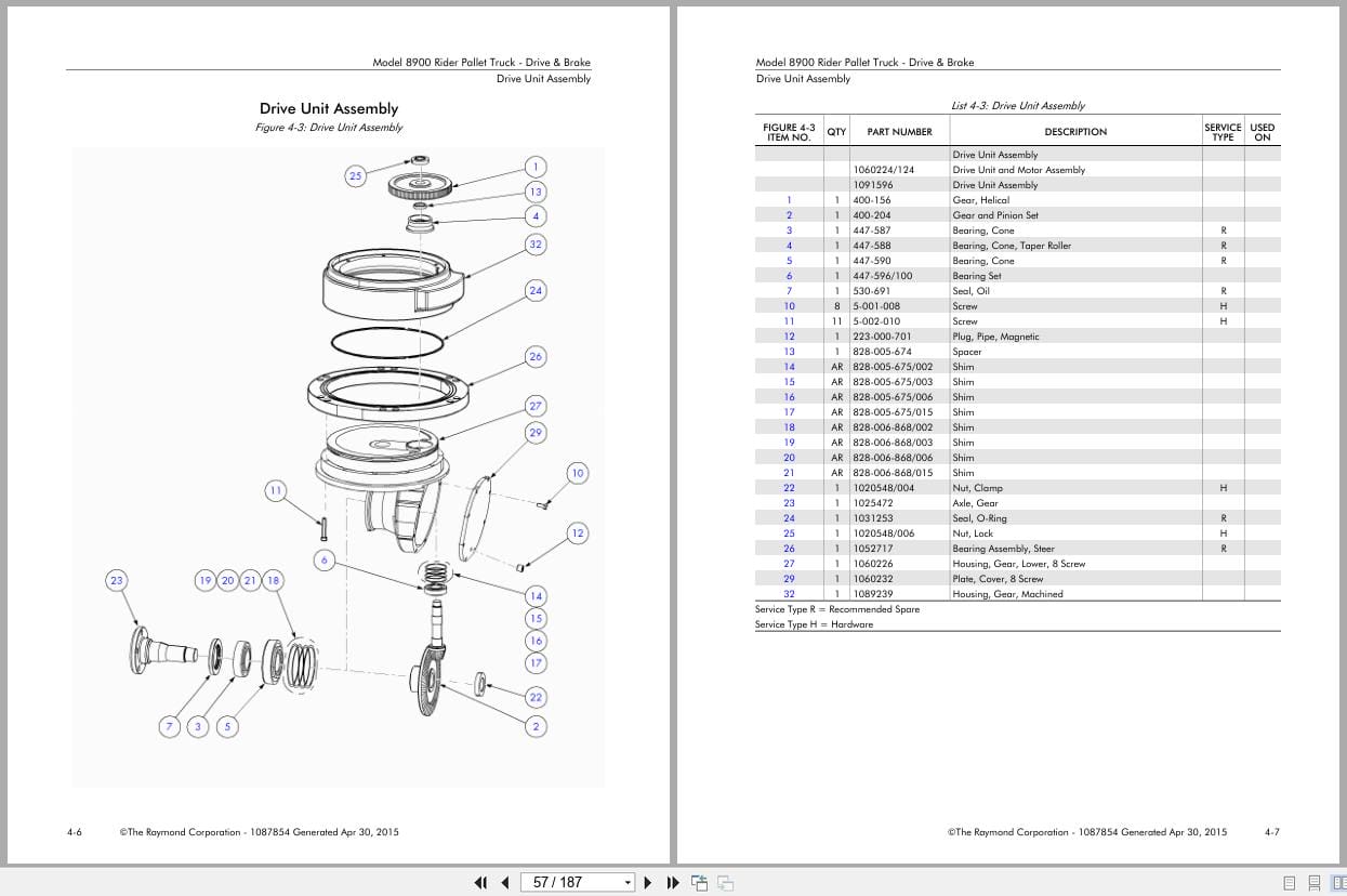 Raymond Pallet Truck 8900 Parts Manual 1087854 2015 (3)