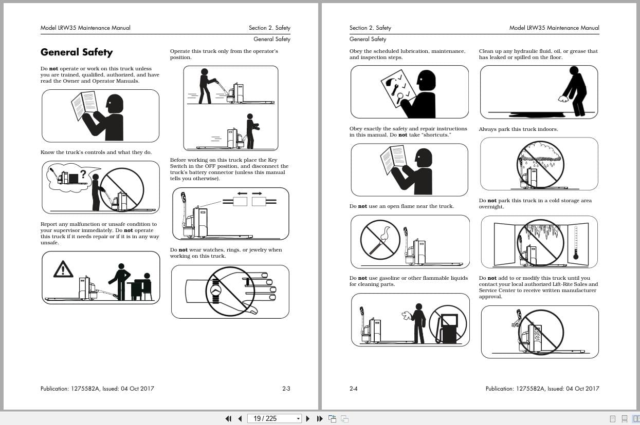 Raymond Pallet Truck LRW35 Maintenance Manual 1275582A 2017 (2)
