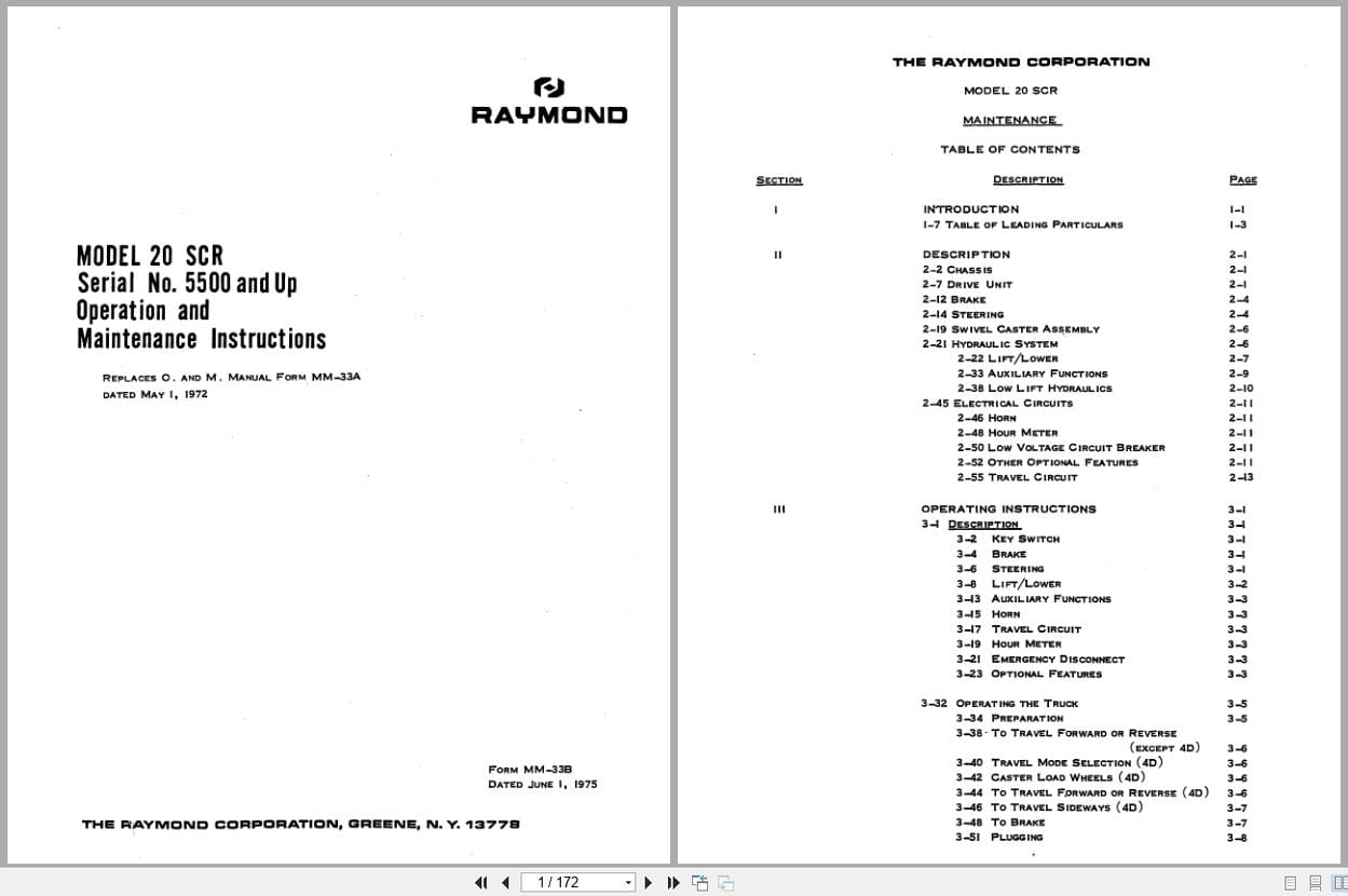 Raymond Reach 20 SCR Operation Maintenance Manual MM 33B (1)