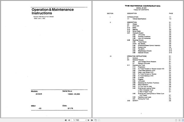 Raymond Reach 20 Scr Operation Maintenance Manual Mm 63 (1)