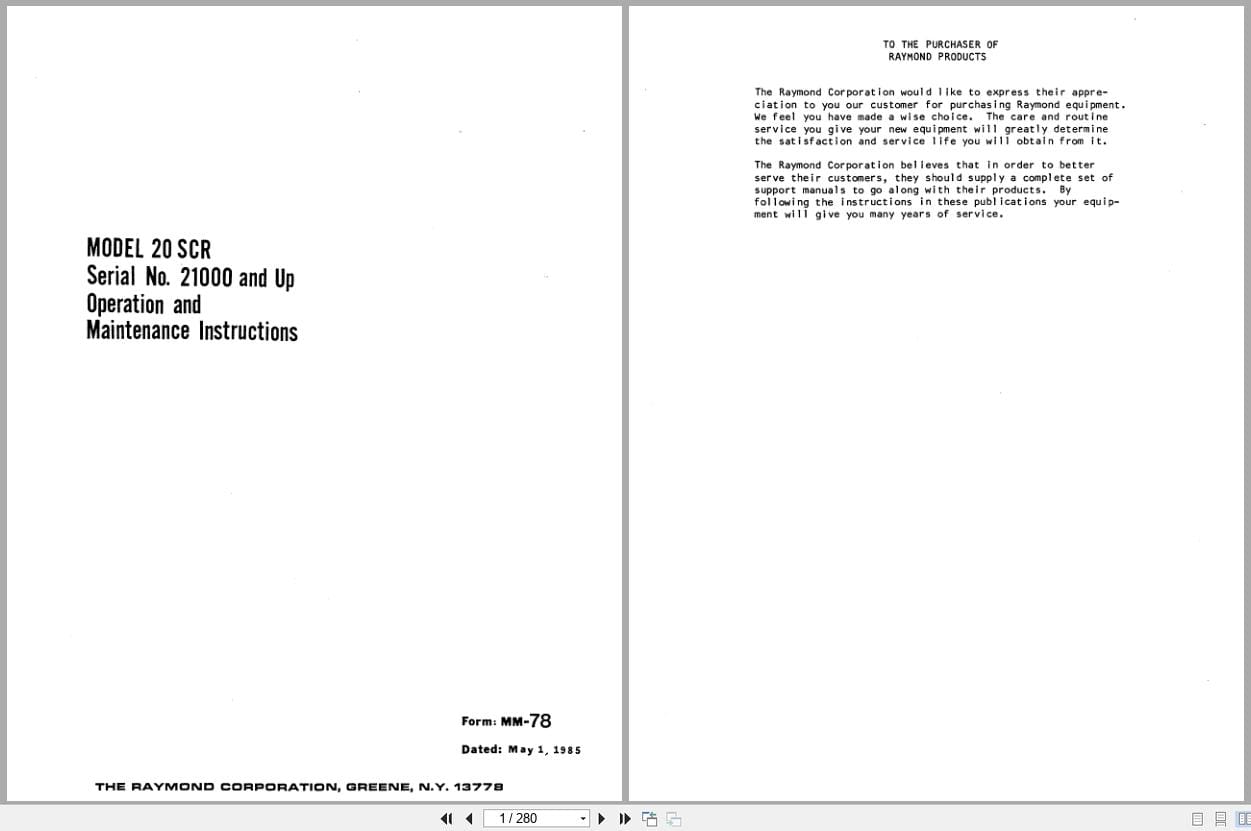 Raymond Reach 20 SCR Operation Maintenance Manual MM 78 (1)